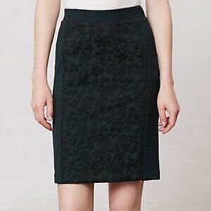 Anthropologie Piana Pencil Skirt Dark Green Jacquard